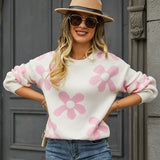 Loose Top Flower Print Winter Casual Sweater