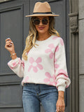 Loose Top Flower Print Winter Casual Sweater