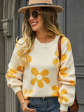 Loose Top Flower Print Winter Casual Sweater