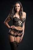 Sleepwear 4pc Cami Lingerie With Ruffled Garter Belt and Stockings