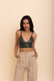 Posh Intimate Faux Leather Longline Bralette