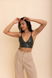 Posh Intimate Faux Leather Longline Bralette