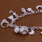 13 PC Charm Jewelry Bracelet in 18K White Gold Plated Accessory