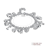 13 PC Charm Jewelry Bracelet in 18K White Gold Plated Accessory